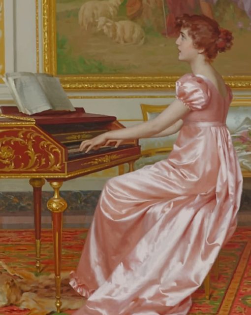 Woman Playing Piano Diamond Paintings