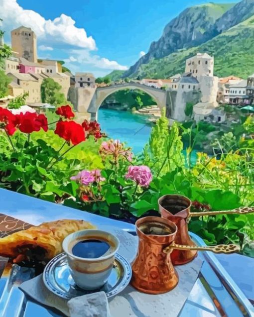 Coffee In Bosnia Mostar Diamond Paintings