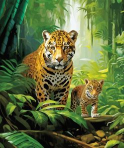 Cub With Jaguar Diamond Paintings