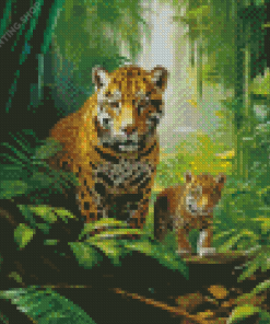 Cub With Jaguar Diamond Paintings