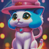 Blue Pink Cat Diamond Paintings