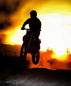 Dirt Bike At Sunset Diamond Paintings