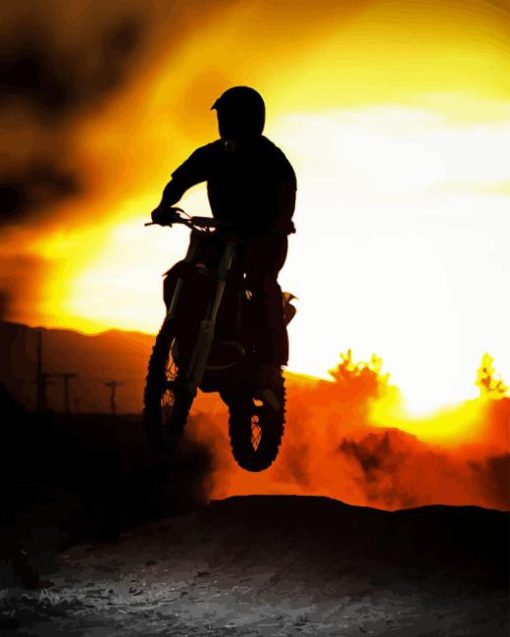 Dirt Bike At Sunset Diamond Paintings