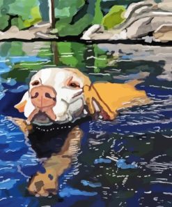 Dog On A Lake Diamond Paintings