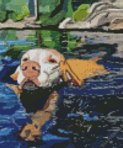 Dog On A Lake Diamond Paintings