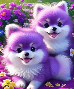 Purple Puppies Diamond Paintings