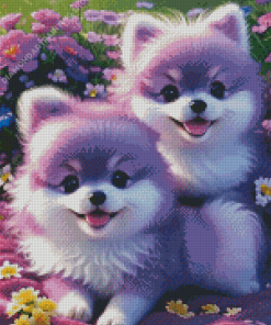 Purple Puppies Diamond Paintings