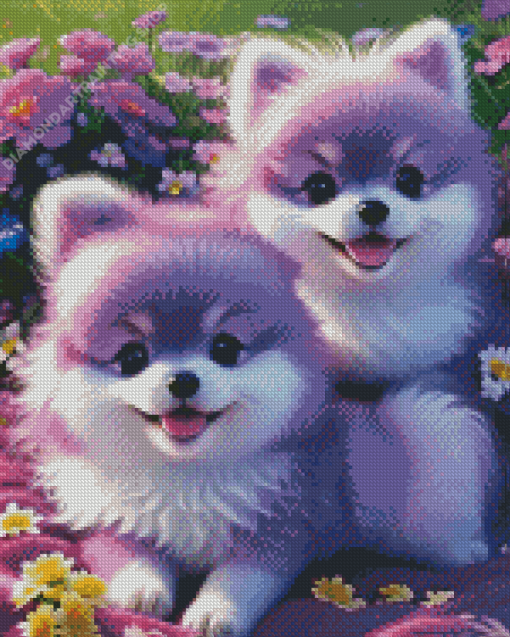 Purple Puppies Diamond Paintings