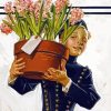 Boy Holding Flowers Diamond Paintings