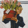 Boy Holding Flowers Diamond Paintings