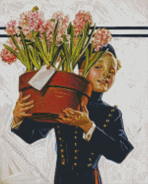 Boy Holding Flowers Diamond Paintings