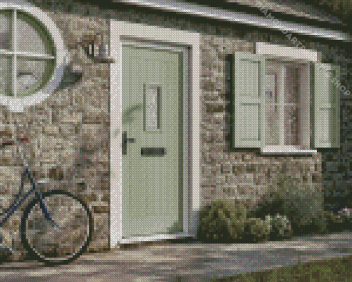 Cottage Green Door Diamond Paintings