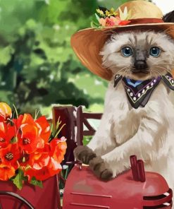 Cute Cat In Hat Diamond Paintings