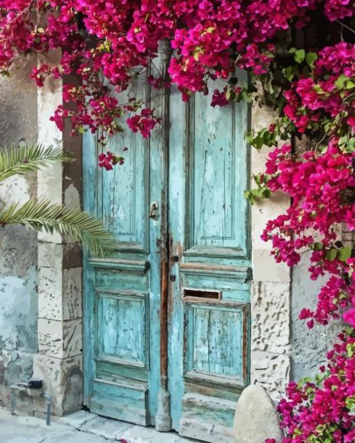 Door With Flower Diamond Paintings