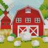 Sheep In Farm Diamond Paintings