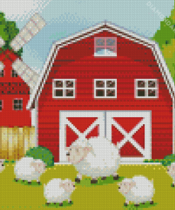 Sheep In Farm Diamond Paintings