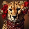 Cheetah With Flowers Diamond Paintings