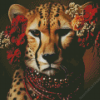 Cheetah With Flowers Diamond Paintings