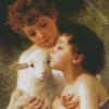 Children With Lamb Diamond Paintings