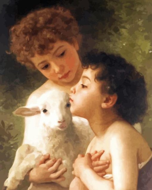 Children With Lamb Diamond Paintings