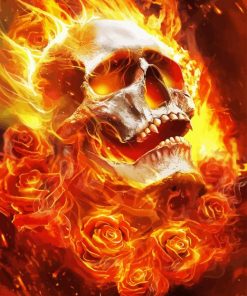 Flaming Skull Diamond Paintings