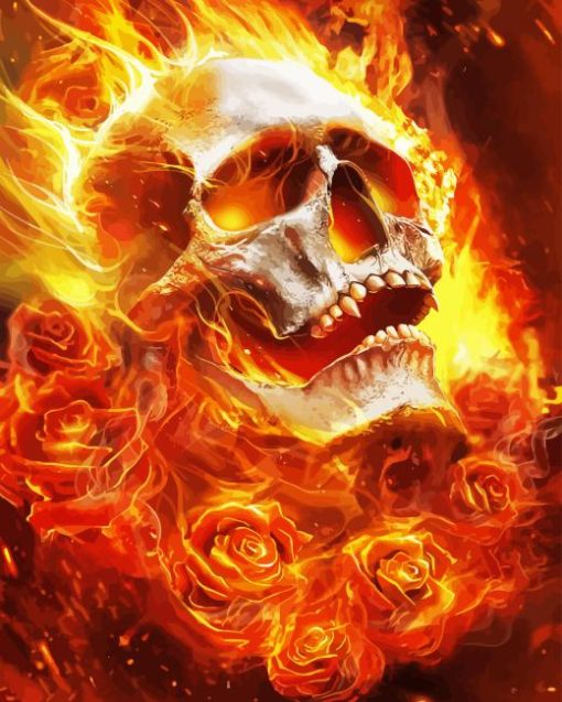 Flaming Skull Diamond Paintings