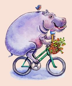 Hippo On Bike Diamond Paintings