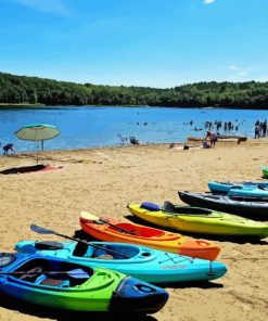 Kayaks Moreau Lake Diamond Paintings