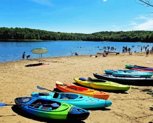 Kayaks Moreau Lake Diamond Paintings