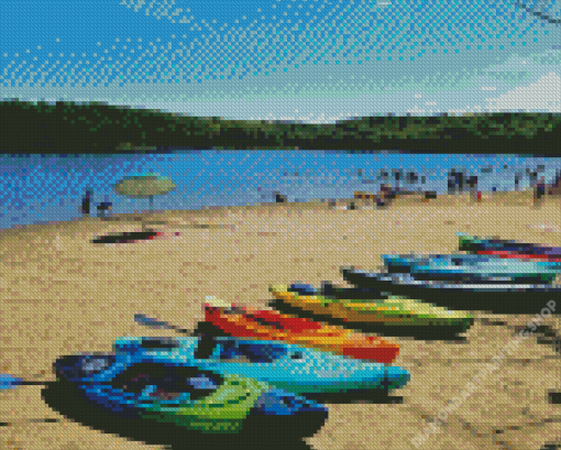 Kayaks Moreau Lake Diamond Paintings