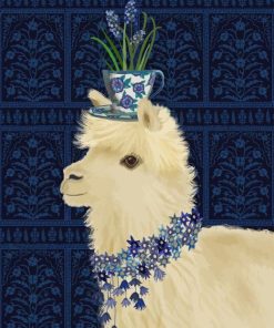 Llama With Flowers Diamond Paintings