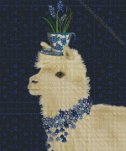 Llama With Flowers Diamond Paintings