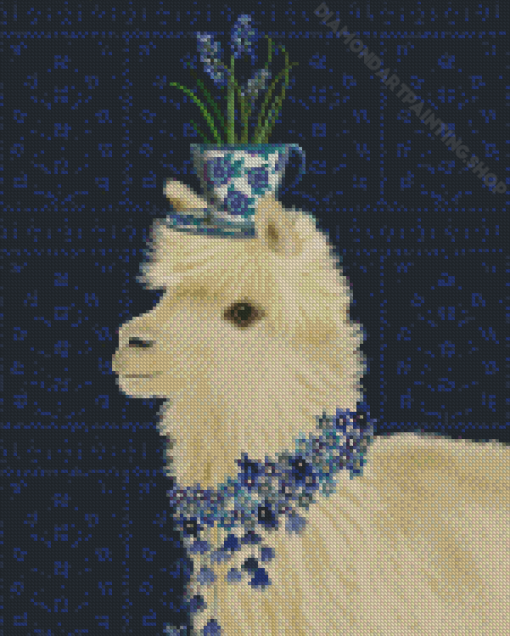 Llama With Flowers Diamond Paintings