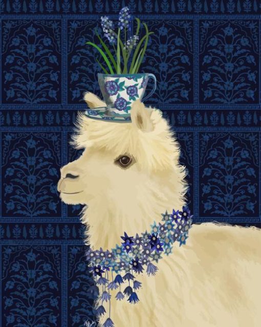 Llama With Flowers Diamond Paintings