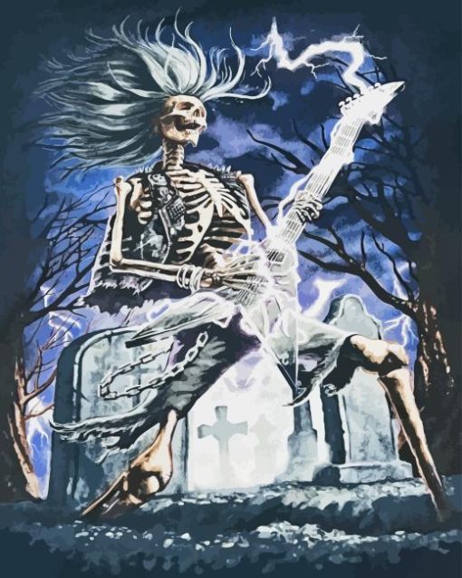 Skeleton Playing Guitar Diamond Paintings