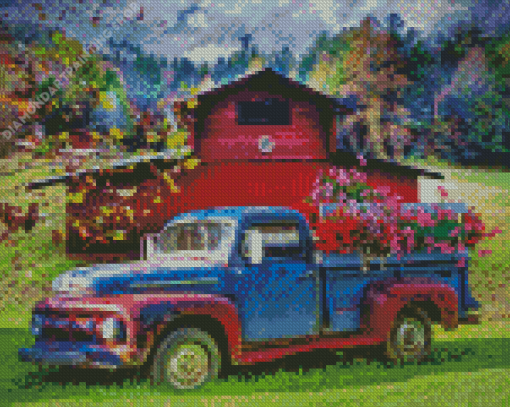 Old Flower Truck Diamond Paintings