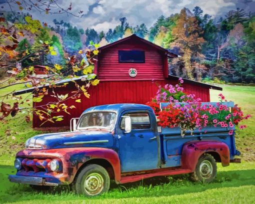 Old Flower Truck Diamond Paintings