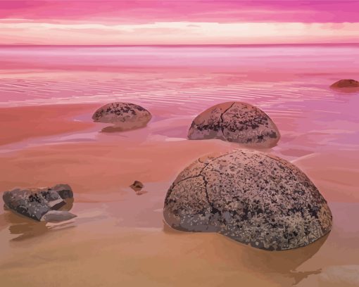 Moeraki Boulders Beach Diamond Paintings