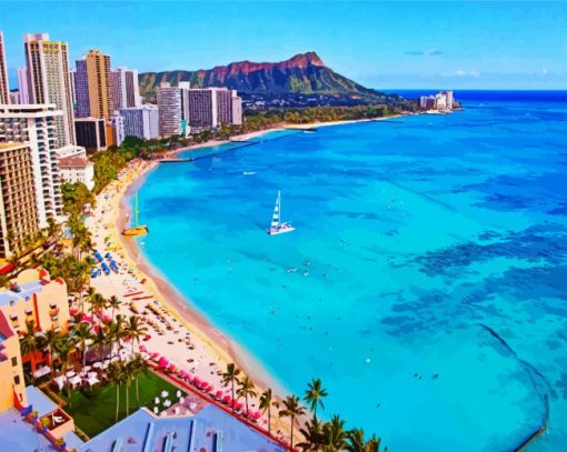 Waikiki Hawaii Beach Diamond Paintings