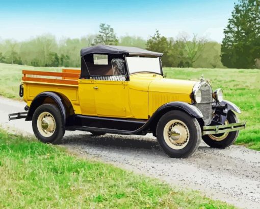 Yellow Classic Truck Diamond Paintings