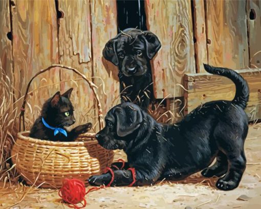 Labs And Cat Diamond Paintings