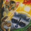 Squirrel With Raccoon Diamond Paintings