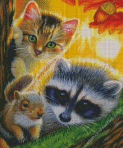 Squirrel With Raccoon Diamond Paintings