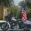 Motorcycle And Flag Diamond Paintings