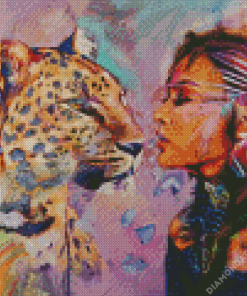 Girl With Jaguar Diamond Paintings