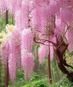 Pink Wisteria Tree Diamond Paintings