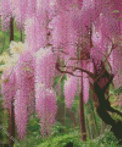 Pink Wisteria Tree Diamond Paintings