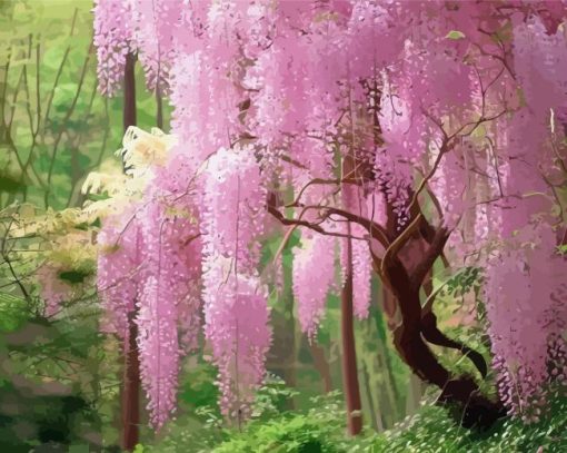 Pink Wisteria Tree Diamond Paintings