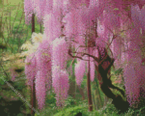 Pink Wisteria Tree Diamond Paintings