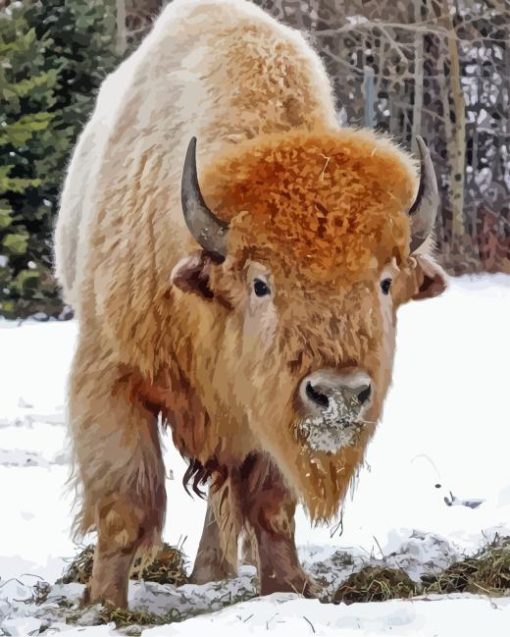 Buffalo In Snow Diamond Paintings